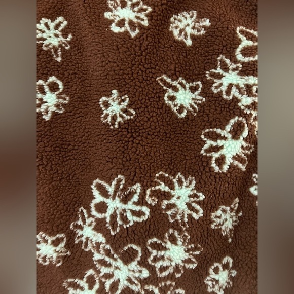 Brown cropped faux fur fleecy xl vest womens cider NWT turquoise front pockets - Picture 3 of 12